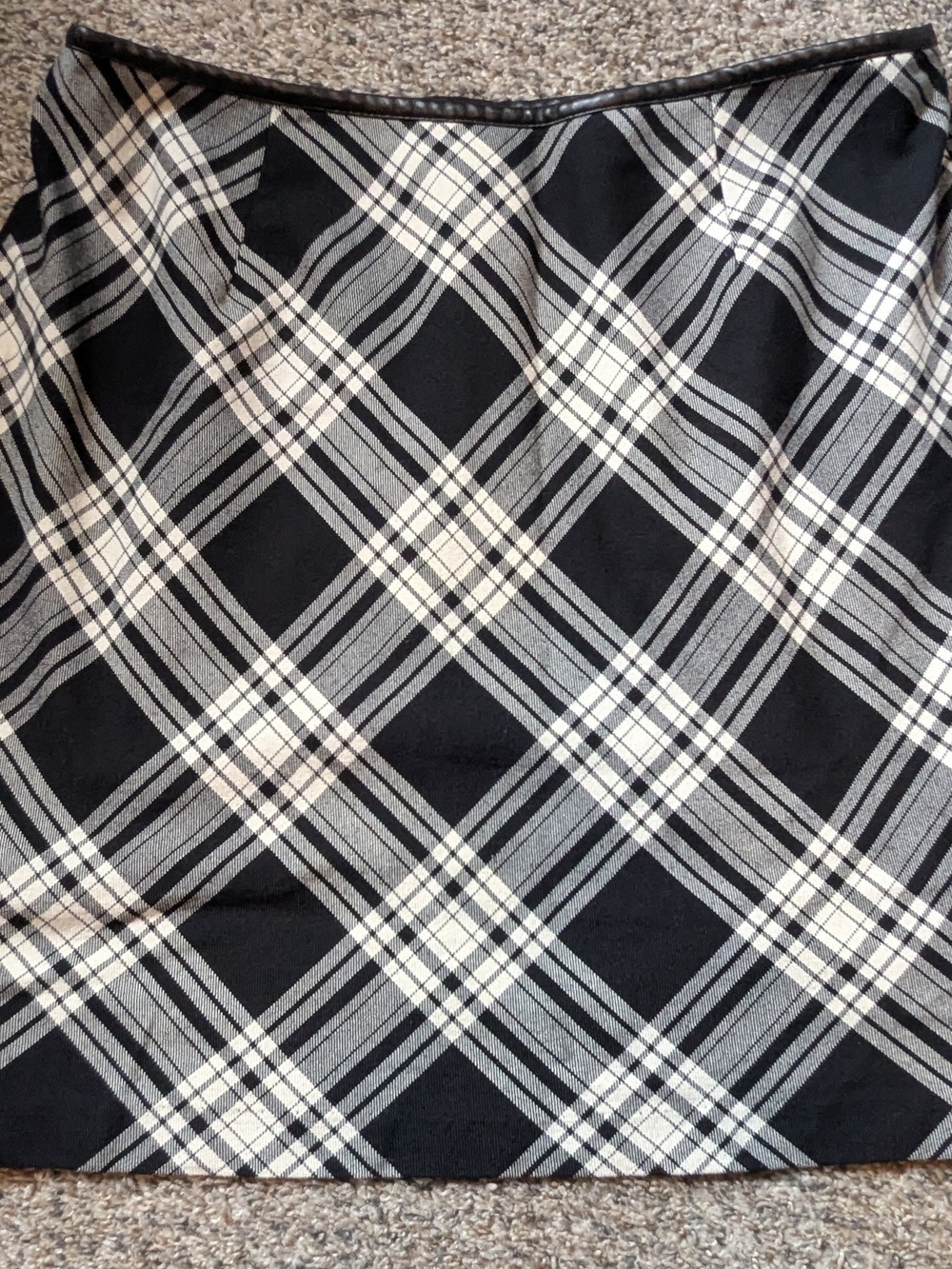 Black & White Plaid Midi Skirt